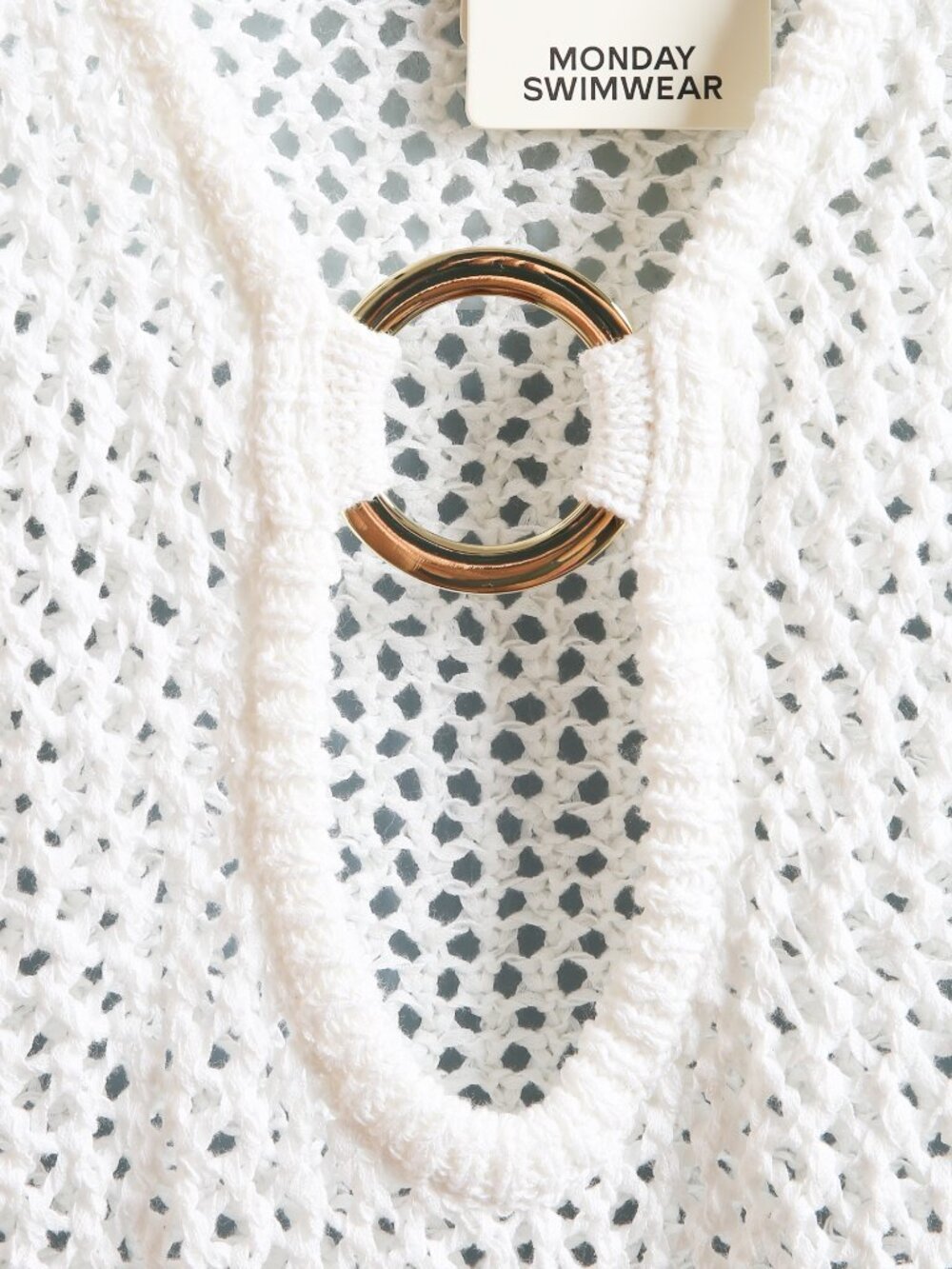 NEW MONDAY SWIMWEAR Montego Mini Dress Optic White Petit Crochet Cover-up - Picture 4 of 15
